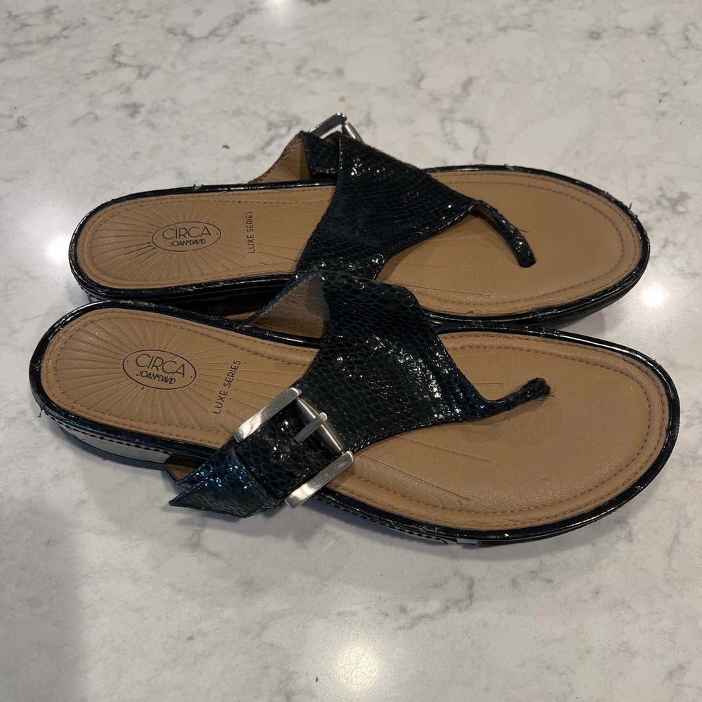 Circa Joan & David Luxe Series Women's Snakeskin Leather Buckle Sandals Size 9